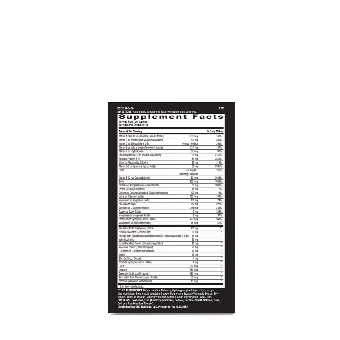 Prostate and Virility Multivitamin - 90 Caplets (45 Servings)