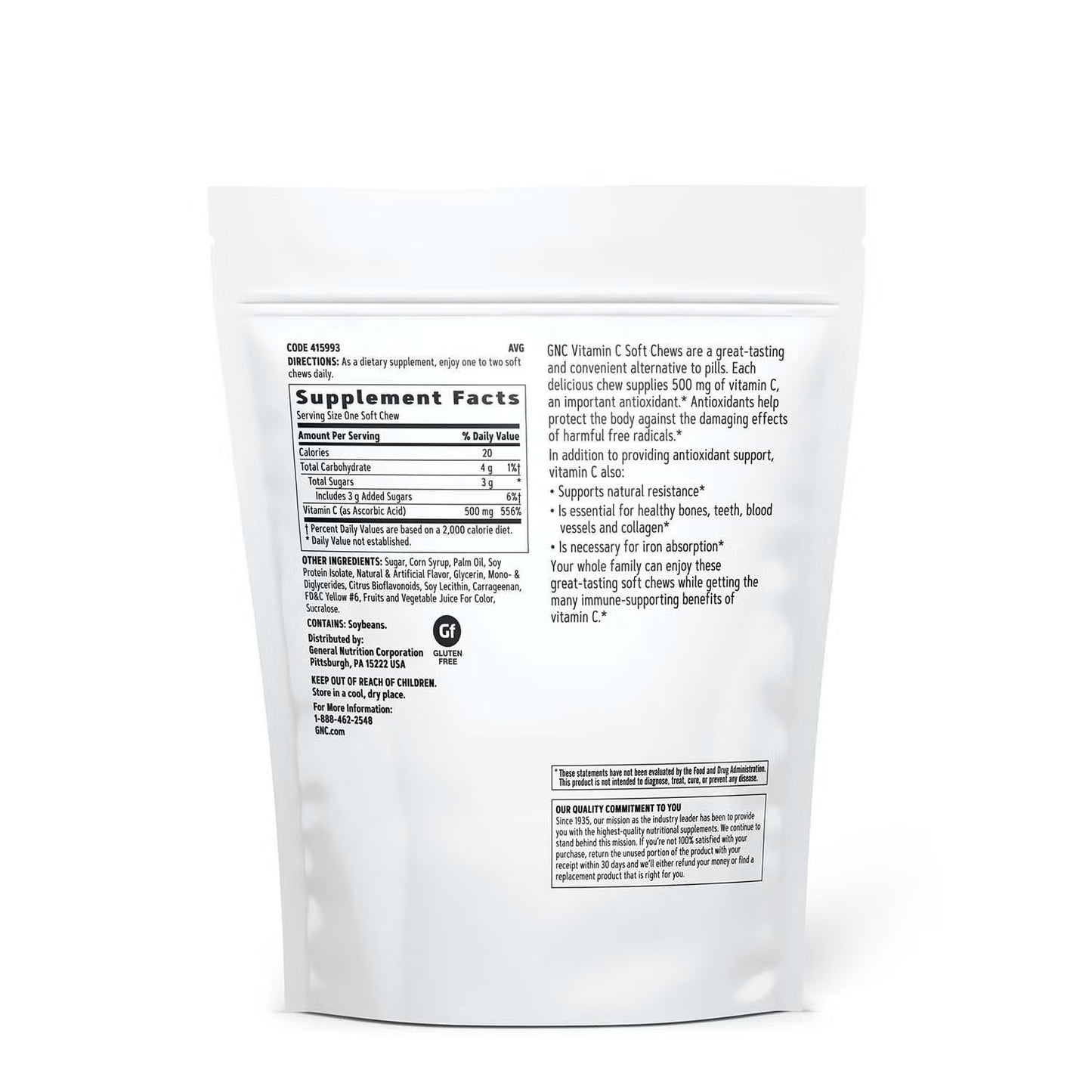 Vitamin C Soft Chews 500mg - Orange - 60 Soft Chews (60 Servings)