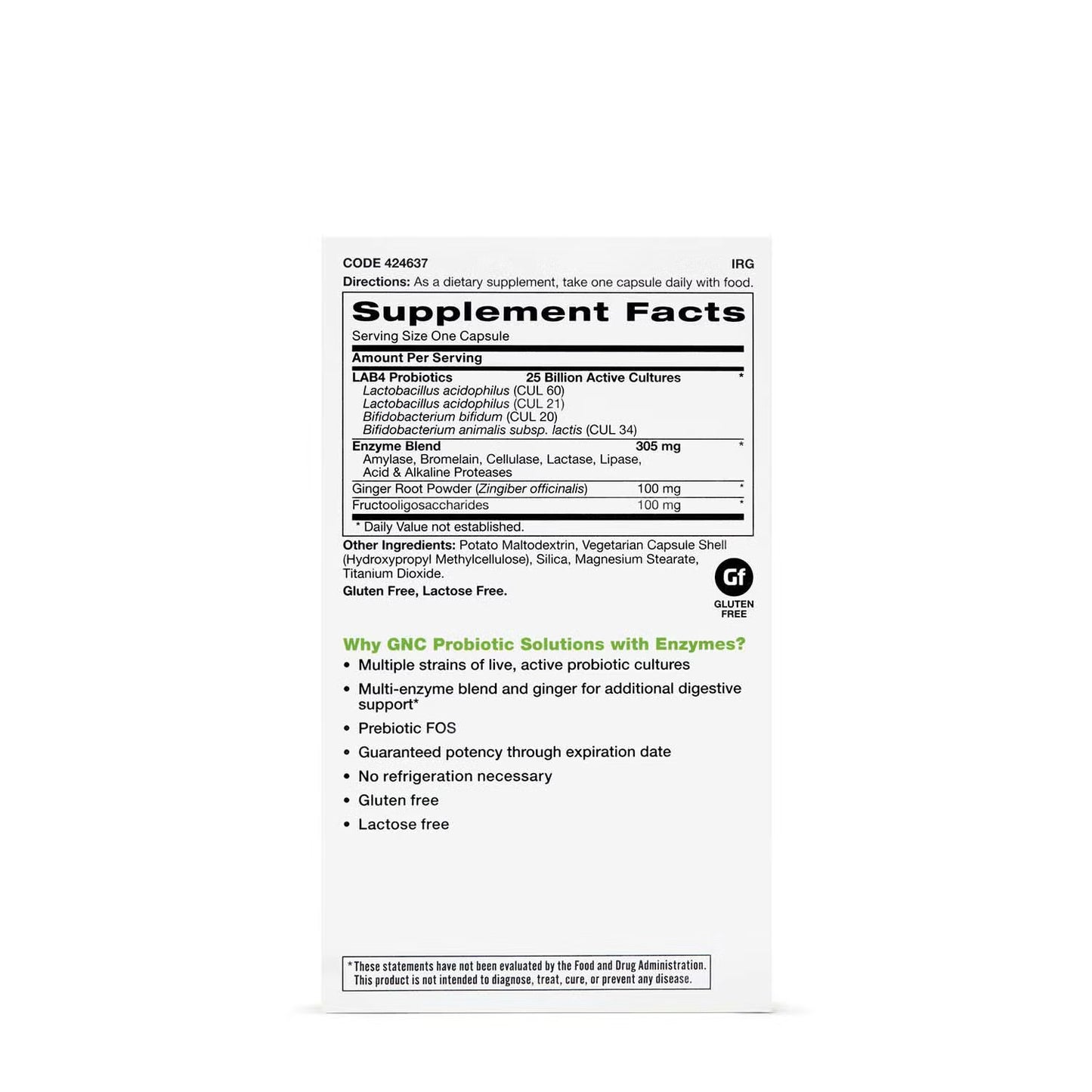 Probiotic Solutions with Enzymes 25 billion CFUs - 60 Capsules (60 Servings)