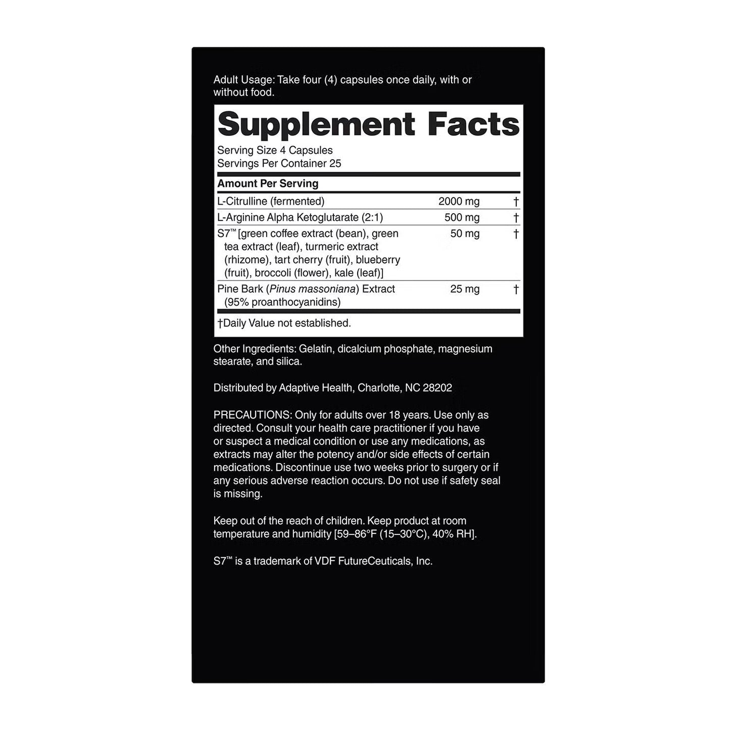 Nitric Oxide Booster - 100 Capsules (25 Servings)