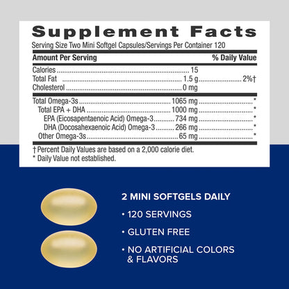 Triple Strength Fish Oil Mini - 60 Softgels (30 Servings)